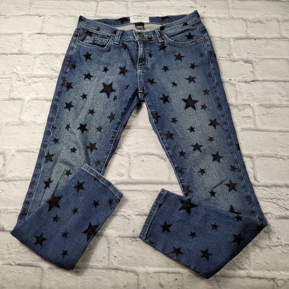 Current/Elliott The Stiletto Flocked Star Skinny Jeans Blue Medium Wash size 26 - Picture 4 of 16